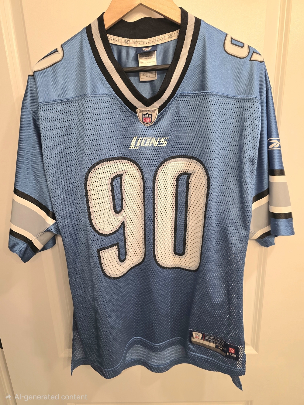 Vintage Reebok NFL Detroit Lions Ndamukong Suh #90 Jersey Mens Medium Blue